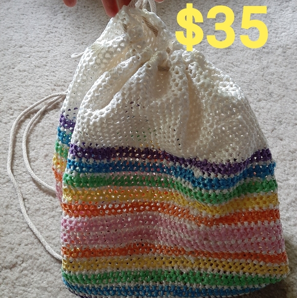 *SOLD* Plarn (plastic yarn) draw string bag - Picture 1 of 1
